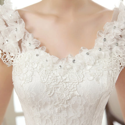 Vintage Lace Short Sleeved Round Neck Slim Slim Wedding Dress