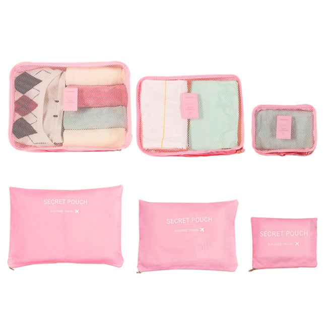 6 PCS/Set Travel Bag ClothesLuggage Organizer High Capacity Mesh Packing Cubes