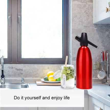 Manual Soda Siphon CO2 Dispenser Water Bubble Generator Cool Drink Cocktail Soda Machine Aluminum Bar DIY Soda Maker, Capacity: 1L