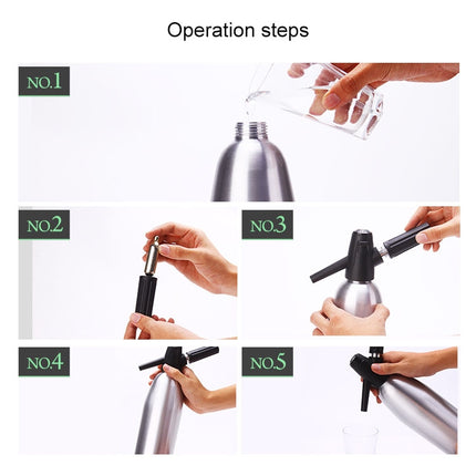 Manual Soda Siphon CO2 Dispenser Water Bubble Generator Cool Drink Cocktail Soda Machine Aluminum Bar DIY Soda Maker, Capacity: 1L