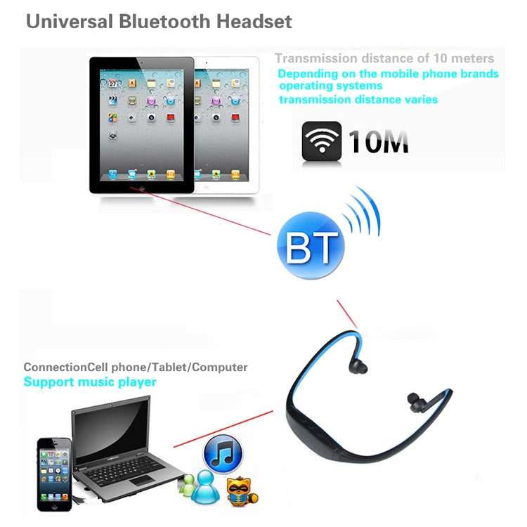 S9 Kabellose Sport-Bluetooth-Kopfhörer für iPhone Huawei XiaoMi-Telefon, unterstützt TF/SD-Karte und Mikrofon