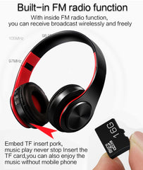 HIFI Stereo Wireless Bluetooth Headphone for Xiaomi iPhone Sumsamg Tablet, with Mic, Support SD Card & FM