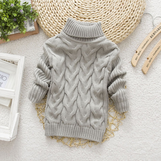 Winter Children's Thick Solid Color Knit Bottoming Turtleneck Pullover Sweater, 16 Size（90-100cm） Grey, 18 Size（100-110cm） Grey, 20Size（120cm） Grey, 22Size（130cm） Grey, 24Size（140cm） Grey, 14 Size（80-90cm） Yellow, 16 Size（90-100cm） Yellow              ...