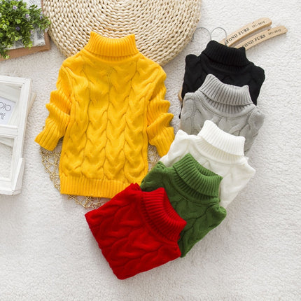 Winter Children's Thick Solid Color Knit Bottoming Turtleneck Pullover Sweater, 16 Size（90-100cm） Grey, 18 Size（100-110cm） Grey, 20Size（120cm） Grey, 22Size（130cm） Grey, 24Size（140cm） Grey, 14 Size（80-90cm） Yellow, 16 Size（90-100cm） Yellow              ...