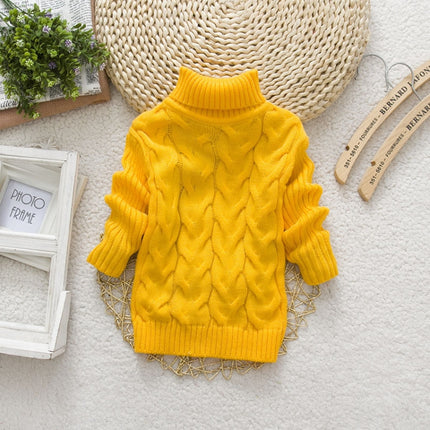 Winter Children's Thick Solid Color Knit Bottoming Turtleneck Pullover Sweater, 16 Size（90-100cm） Grey, 18 Size（100-110cm） Grey, 20Size（120cm） Grey, 22Size（130cm） Grey, 24Size（140cm） Grey, 14 Size（80-90cm） Yellow, 16 Size（90-100cm） Yellow              ...