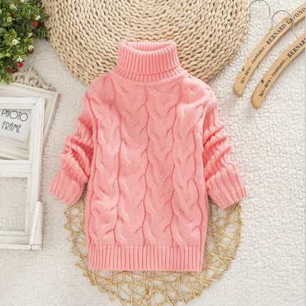 Winter Children's Thick Solid Color Knit Bottoming Turtleneck Pullover Sweater, 18 Size（100-110cm） Black, 20Size（120cm） Black, 22Size（130cm） Black, 24Size（140cm） Black, 14 Size（80-90cm） White, 16 Size（90-100cm） White, 18 Size（100-110cm） White          ...