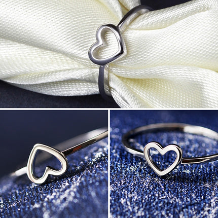 Fashion Heart Shaped Wedding Ring for Woman, Rose Gold, White