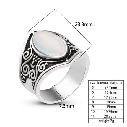 Vintage Silver Big Stone Ring for Women Fashion Bohemian Boho Jewelry, 10, 11, 5, 6, 7, 8, 9
