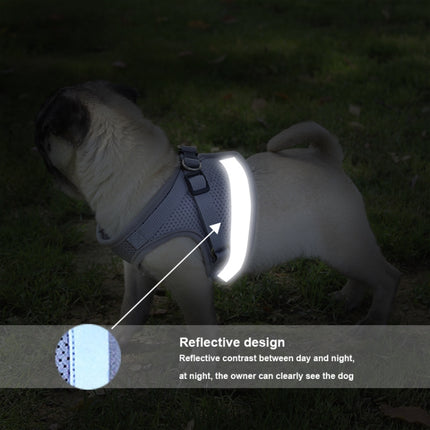 Adjustable Polyester Mesh Reflective Vest Lead Leash for Pet Dog, S, M, L, XL