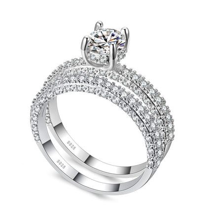 Double Row For Women Fashion Cubic Zirconia Wedding Engagement ring, 6, 7, 8, 9
