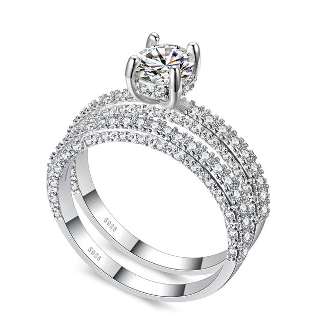 Double Row For Women Fashion Cubic Zirconia Wedding Engagement ring, 6, 7, 8, 9