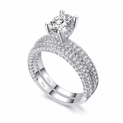 Double Row For Women Fashion Cubic Zirconia Wedding Engagement ring, 6, 7, 8, 9
