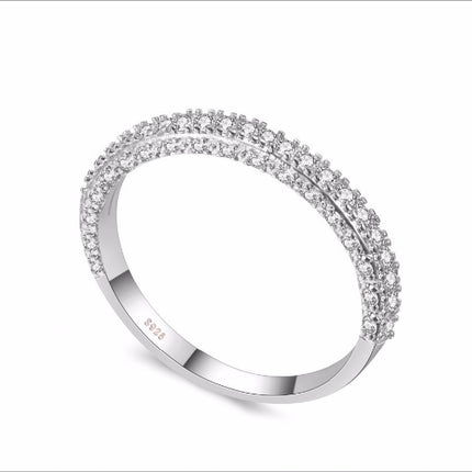 Double Row For Women Fashion Cubic Zirconia Wedding Engagement ring, 6, 7, 8, 9