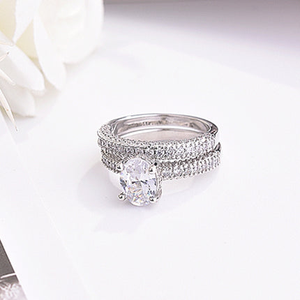 Double Row For Women Fashion Cubic Zirconia Wedding Engagement ring, 6, 7, 8, 9