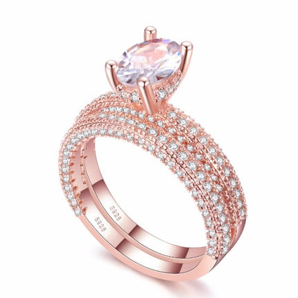 Double Row For Women Fashion Cubic Zirconia Wedding Engagement ring, 6, 7, 8, 9