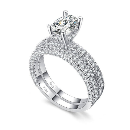 Double Row For Women Fashion Cubic Zirconia Wedding Engagement ring, 6, 7, 8, 9