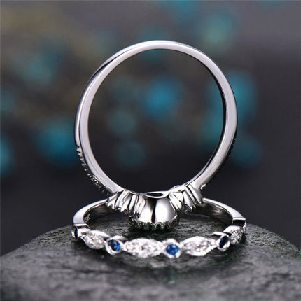 2 PCS/Set Women Fashion Zircon Gemstone Ring, 9, 10