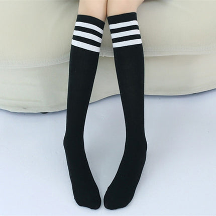 High Knee Socks Stripes Cotton Sports School Skate Long Socks for Kids, 28cm, 35cm, 42cm