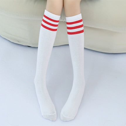 High Knee Socks Stripes Cotton Sports School Skate Long Socks for Kids, 28cm, 35cm, 42cm