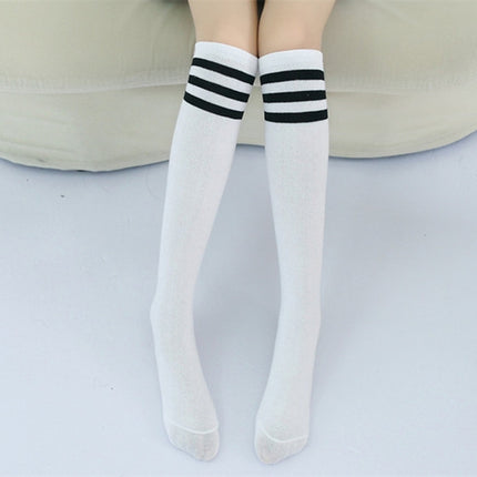 High Knee Socks Stripes Cotton Sports School Skate Long Socks for Kids, 28cm, 35cm, 42cm
