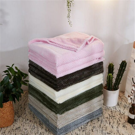 Thicken Solid Color Mesh Pineapple Flannel Blanket Coral Fleece Air Conditioning Sofa Cover Winter Warm Sheets Easy Wash Faux Fur Blankets, 200x230cm, 70x100cm, 45x65cm