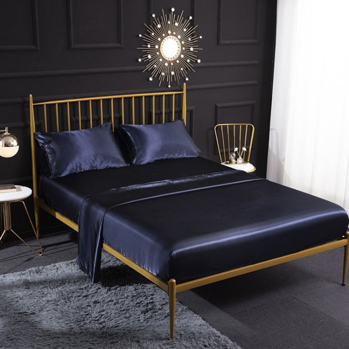 Home Ice Silk Simulation Silk Four-Piece Pillowcase Flat Sheet Fitted Sheet Set, US-King:198x203x35cm, UK-SK:180x200x35cm, US-King: 198x203x35cm
