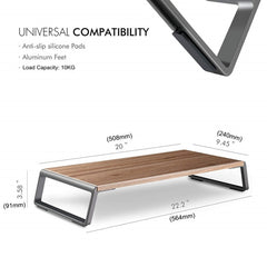 Monitor Stand Riser with Metal Feet for iMac MacBook LCD Display Printer, Lapdesk Tabletop Organizer Sturdy Platform Save Space
