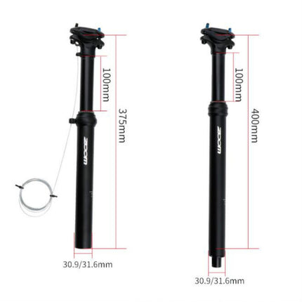 ZOOM Bicycle Wire-Controlled Hydraulic Lift Seat Tube Mountain Bike Seatpost, 30.9mm 400mm Internal Routing, 31.6mm 400mm Internal Routing