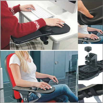 Rotation Computer Desktop Laptop Mouse Tray Elbow Pad Wrist Rest Plate Support Install on Desk and Chair