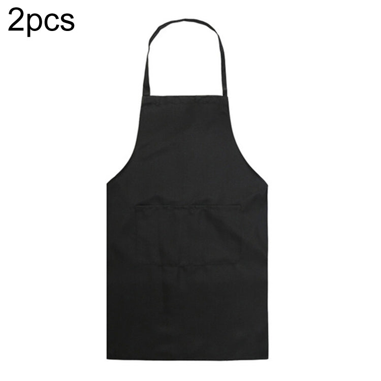 2PCS Kitchen Chef Aprons Cooking Baking Apron With Pockets, Black, Red, Rose Red, Green, Blue, Purple, Yellow, Coffe, Orange