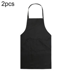 2PCS Kitchen Chef Aprons Cooking Baking Apron With Pockets, Black, Red, Rose Red, Green, Blue, Purple, Yellow, Coffe, Orange