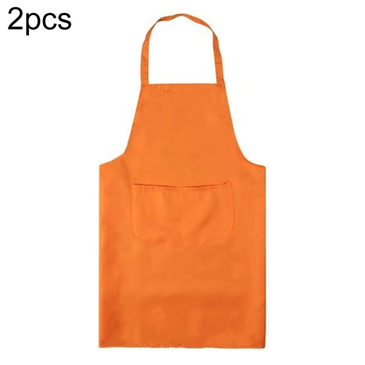 2PCS Kitchen Chef Aprons Cooking Baking Apron With Pockets, Black, Red, Rose Red, Green, Blue, Purple, Yellow, Coffe, Orange