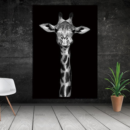 Simple Black and White Animal Decoration Painting Study Living Room Sofa Background Wall Painting Without Frame, 21X30cm, 30X40cm, 40X50cm, 40X60cm