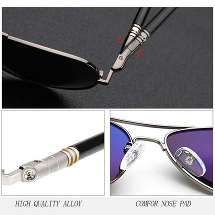 Men Oversized Aviation Metal Frame Spring Temple Polarized Sunglasses Male  Pilot Male Driving Sun Glasses