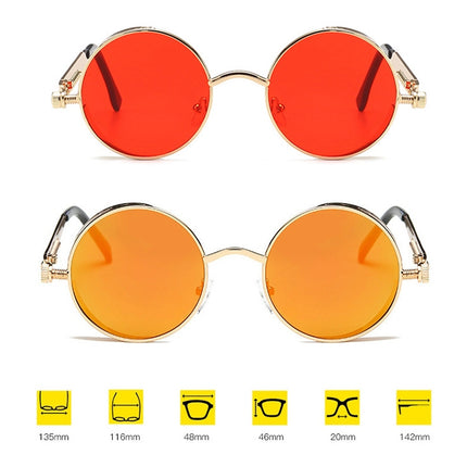 Metal Round Frame Steampunk Retro Sunglasses for Men Women