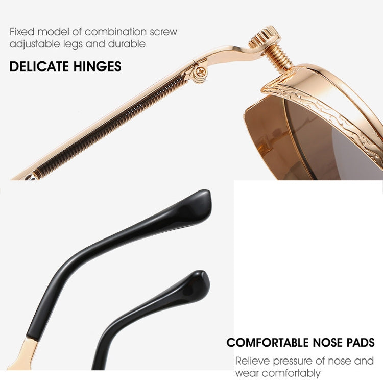Metal Round Frame Steampunk Retro Sunglasses for Men Women, 10, 11, 12, 13, 14, 2, 3, 4, 5, 6, 7, 9