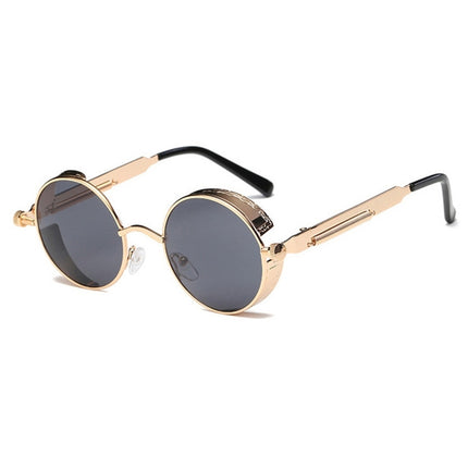 Metal Round Frame Steampunk Retro Sunglasses for Men Women