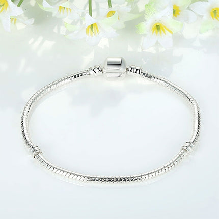 17-21cm Silver Snake Chain Link Bracelet Fit European Charm Pandora Bracelet, 17cm, 18cm, 19cm, 20cm, 21cm