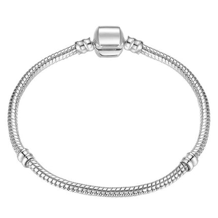 17-21cm Silver Snake Chain Link Bracelet Fit European Charm Pandora Bracelet, 17cm, 18cm, 19cm, 20cm, 21cm