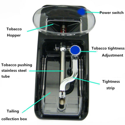 Electric Easy Automatic Cigarette Rolling Machine Tobacco Injector Maker Roller, 8mm, US Plug, EU Plug