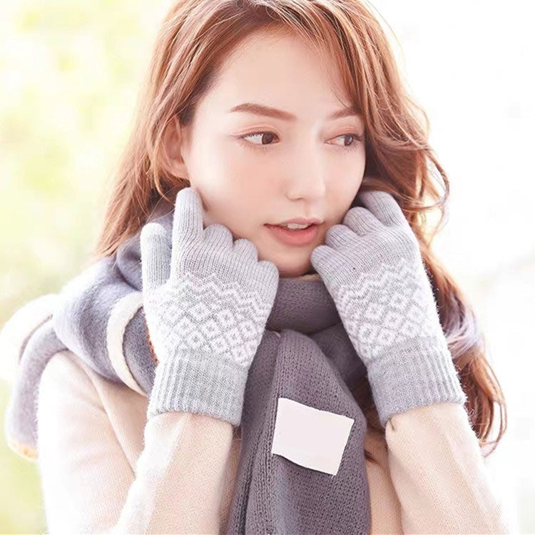 Winter Touch Screen Gloves Women Men Warm Stretch Knit Mittens Imitation Wool Thicken Full Finger Gloves, White, Grey, Black, Yellow, Navy Blue, Kids White, Kids Black, A-Navy Blue, A-Black, A-White, A-Grey, B-Grey, B-Blue, C-Yellow, C-Blue, C-Purple��...
