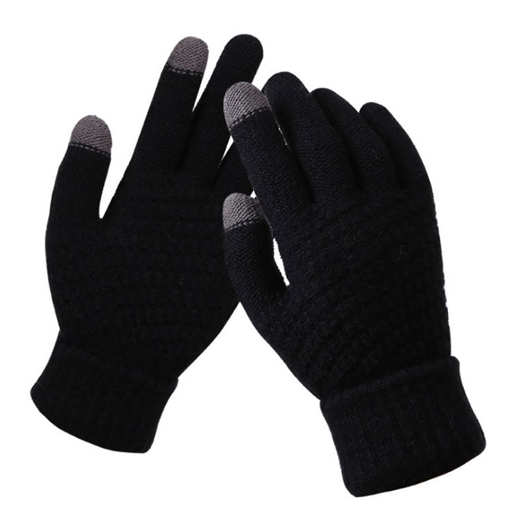 Winter Touch Screen Gloves Women Men Warm Stretch Knit Mittens Imitation Wool Thicken Full Finger Gloves, White, Grey, Black, Yellow, Navy Blue, Kids White, Kids Black, A-Navy Blue, A-Black, A-White, A-Grey, B-Grey, B-Blue, C-Yellow, C-Blue, C-Purple��...