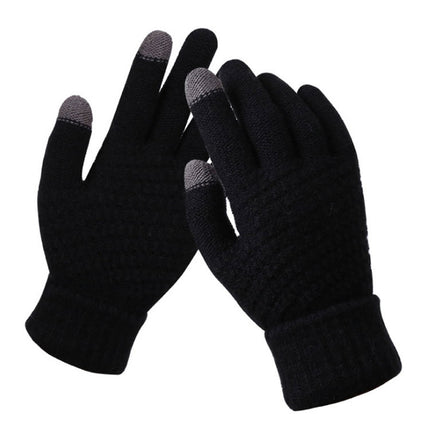 Winter Touch Screen Gloves Women Men Warm Stretch Knit Mittens Imitation Wool Thicken Full Finger Gloves, White, Grey, Black, Yellow, Navy Blue, Kids White, Kids Black, A-Navy Blue, A-Black, A-White, A-Grey, B-Grey, B-Blue, C-Yellow, C-Blue, C-Purple  ...