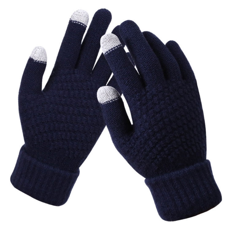 Winter Touch Screen Gloves Women Men Warm Stretch Knit Mittens Imitation Wool Thicken Full Finger Gloves, White, Grey, Black, Yellow, Navy Blue, Kids White, Kids Black, A-Navy Blue, A-Black, A-White, A-Grey, B-Grey, B-Blue, C-Yellow, C-Blue, C-Purple��...