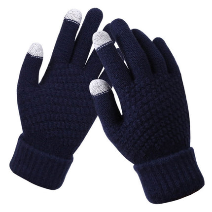 Winter Touch Screen Gloves Women Men Warm Stretch Knit Mittens Imitation Wool Thicken Full Finger Gloves, White, Grey, Black, Yellow, Navy Blue, Kids White, Kids Black, A-Navy Blue, A-Black, A-White, A-Grey, B-Grey, B-Blue, C-Yellow, C-Blue, C-Purple  ...