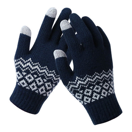 Winter Touch Screen Gloves Women Men Warm Stretch Knit Mittens Imitation Wool Thicken Full Finger Gloves, White, Grey, Black, Yellow, Navy Blue, Kids White, Kids Black, A-Navy Blue, A-Black, A-White, A-Grey, B-Grey, B-Blue, C-Yellow, C-Blue, C-Purple  ...