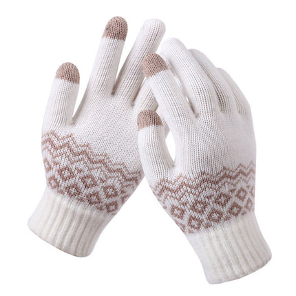 Winter Touch Screen Gloves Women Men Warm Stretch Knit Mittens Imitation Wool Thicken Full Finger Gloves, White, Grey, Black, Yellow, Navy Blue, Kids White, Kids Black, A-Navy Blue, A-Black, A-White, A-Grey, B-Grey, B-Blue, C-Yellow, C-Blue, C-Purple  ...