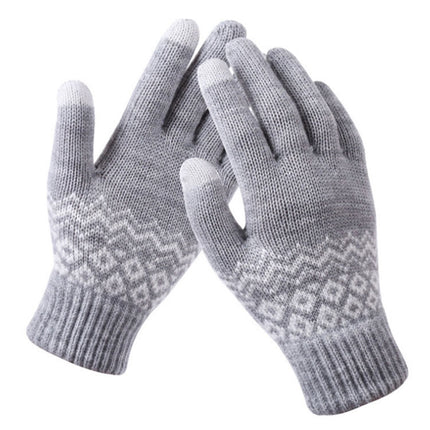 Winter Touch Screen Gloves Women Men Warm Stretch Knit Mittens Imitation Wool Thicken Full Finger Gloves, White, Grey, Black, Yellow, Navy Blue, Kids White, Kids Black, A-Navy Blue, A-Black, A-White, A-Grey, B-Grey, B-Blue, C-Yellow, C-Blue, C-Purple  ...