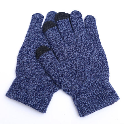 Winter Touch Screen Gloves Women Men Warm Stretch Knit Mittens Imitation Wool Thicken Full Finger Gloves, White, Grey, Black, Yellow, Navy Blue, Kids White, Kids Black, A-Navy Blue, A-Black, A-White, A-Grey, B-Grey, B-Blue, C-Yellow, C-Blue, C-Purple  ...