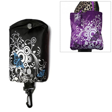 Foldable Shopping Bag Butterfly Flower Oxford Fabric Shoulder Bag Reusable Tote Bag, purple, coffee, red, rose red, purple red, sapphire blue, sky blue, orange, black